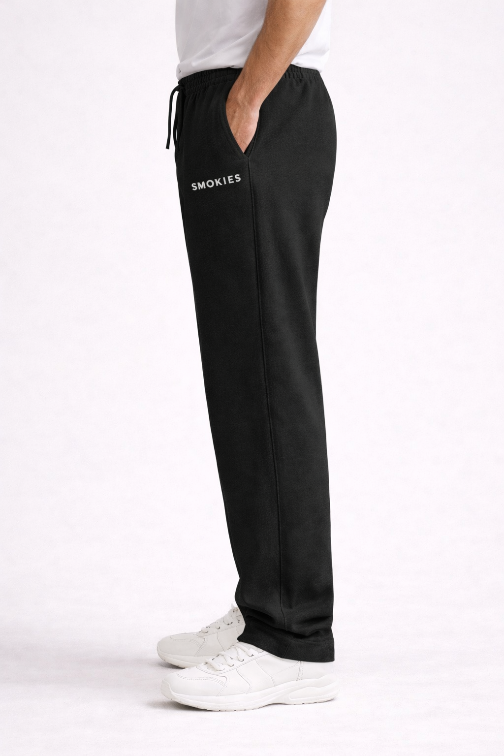 SMOKIES  Black Relaxed Fit Sweatpants. COTTON ( 260 Gsm)