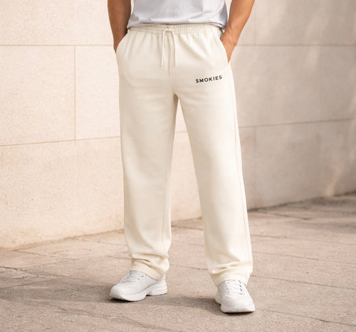SMOKIES Off-White Relaxed Fit Sweatpants. COTTON ( 260 Gsm)
