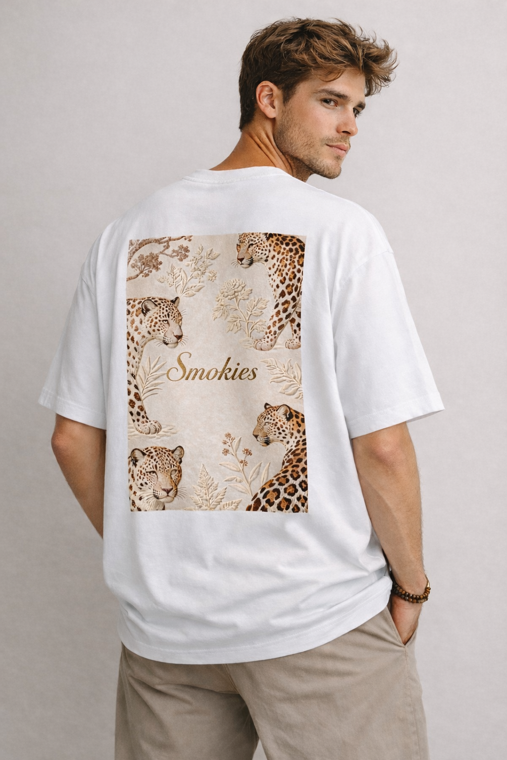 Smokies White Leopard Art Oversized T-Shirt
