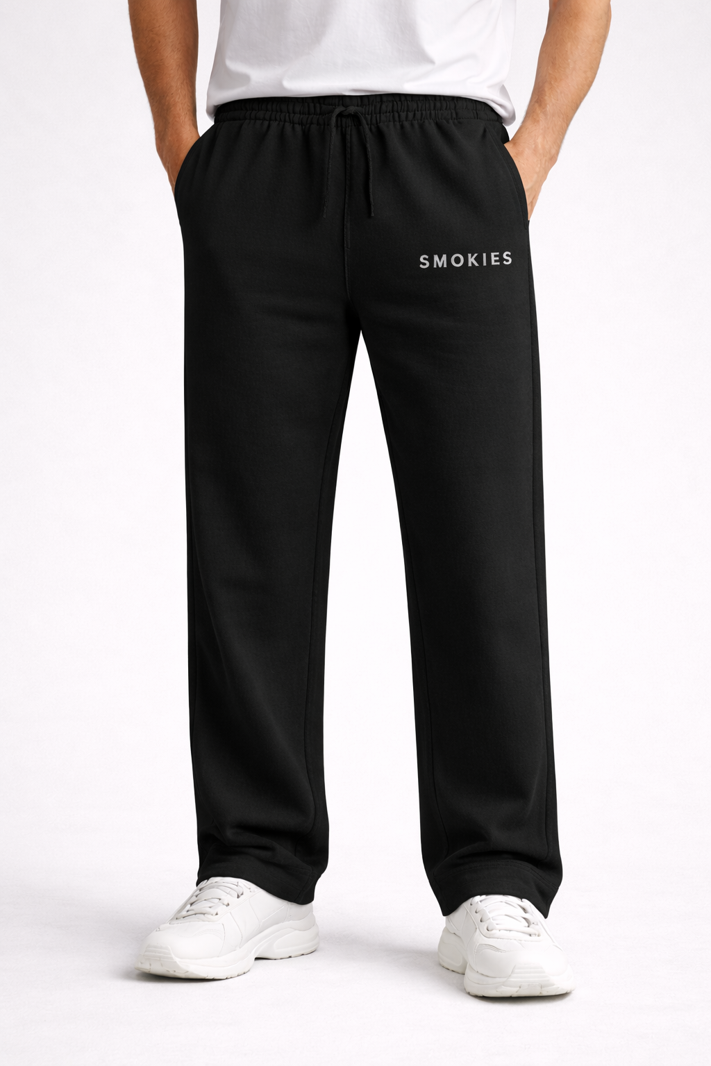 SMOKIES  Black Relaxed Fit Sweatpants. COTTON ( 260 Gsm)