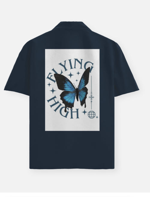 Midnight Blue Flying High Oversized Half Shirt